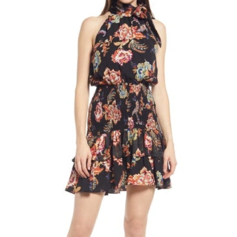 NWT Elliat Virago Black Multicolor Floral Paisley Print Dress - Sz XL